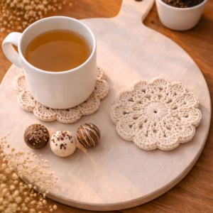 crème onderzetters recycled katoen