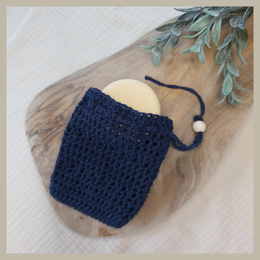 zeepzakje van recycled katoen in donkerblauw