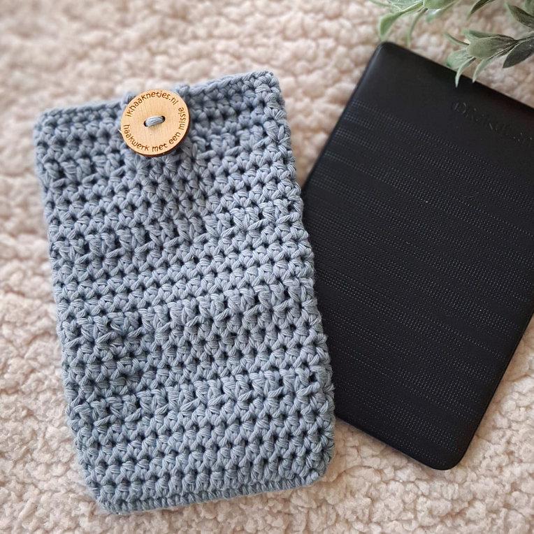 blauwgrijze hoes e reader katoen A