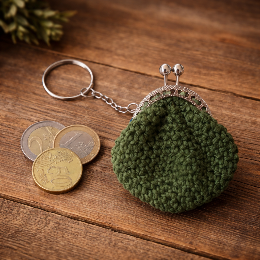 donkergroene sleutelhanger katoen