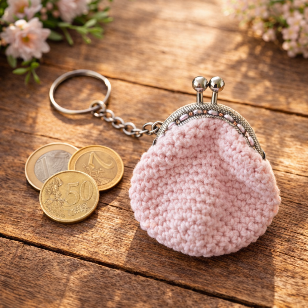 lichtroze sleutelhanger katoen