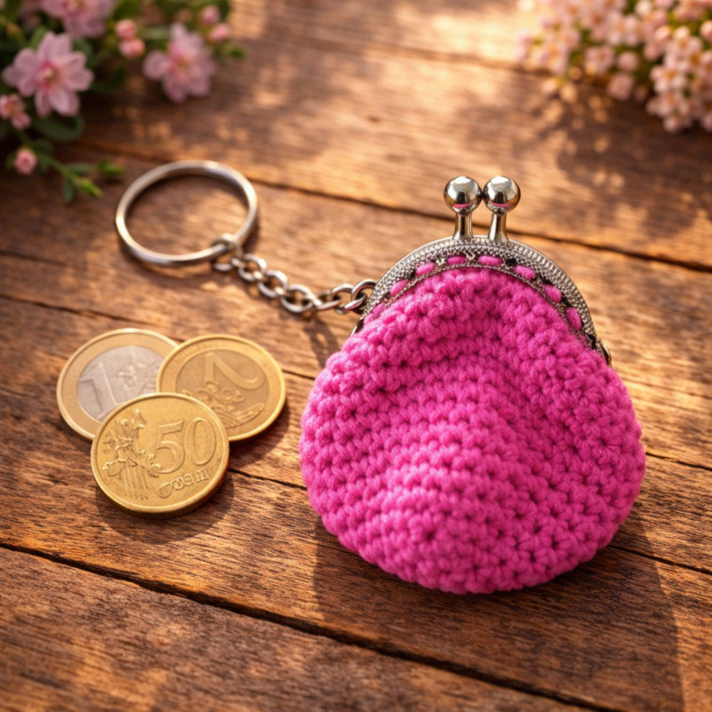 roze sleutelhanger katoen