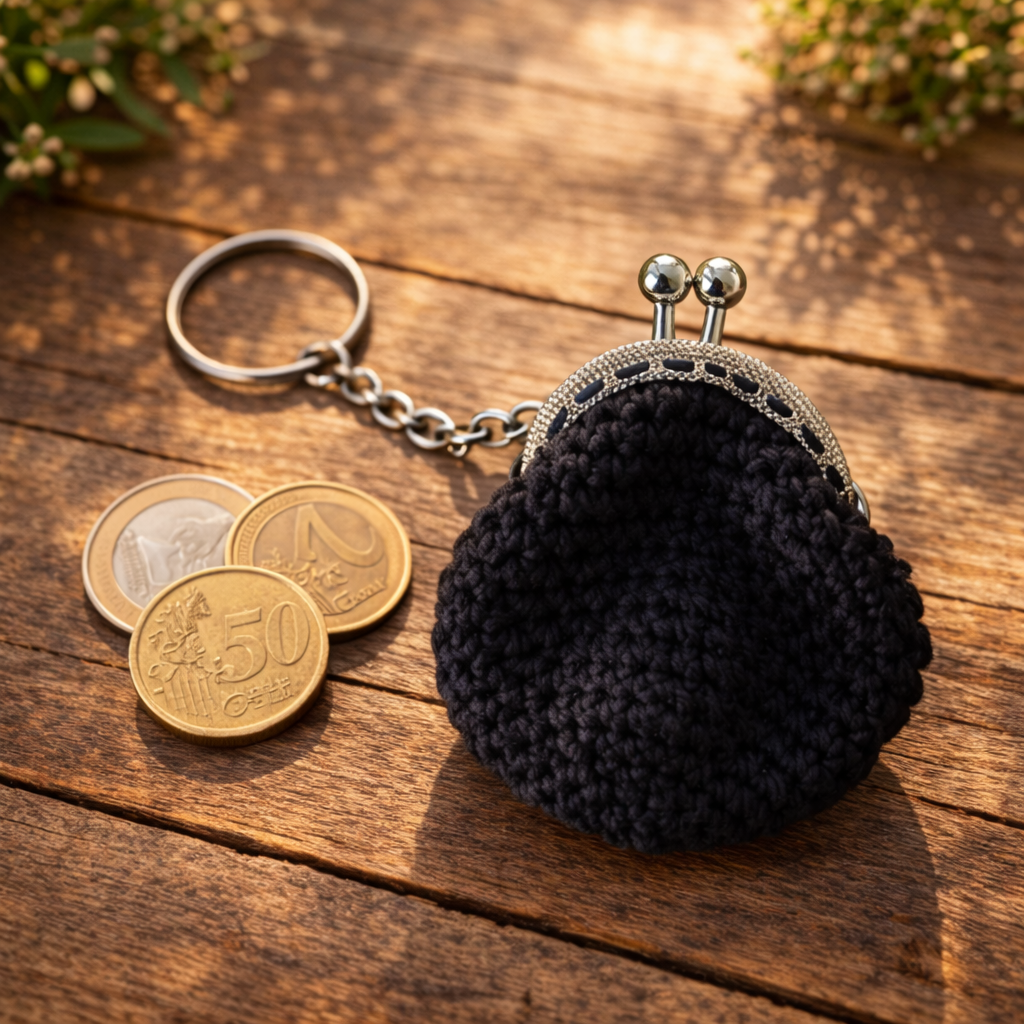 zwarte sleutelhanger katoen