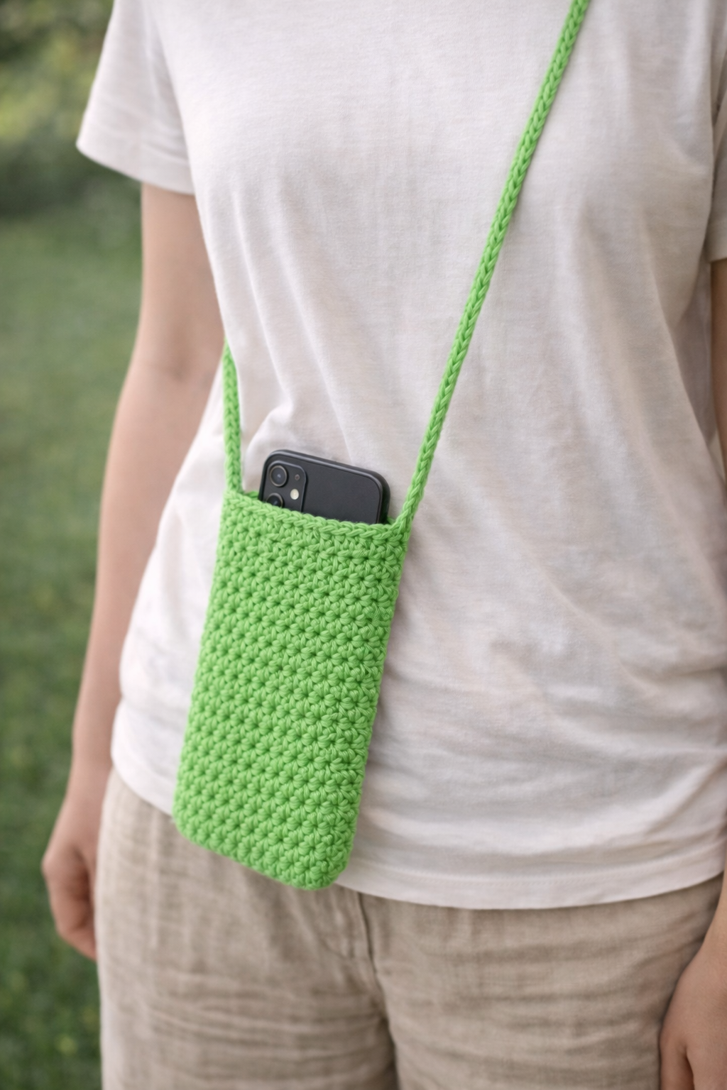 groen telefoontasje katoen