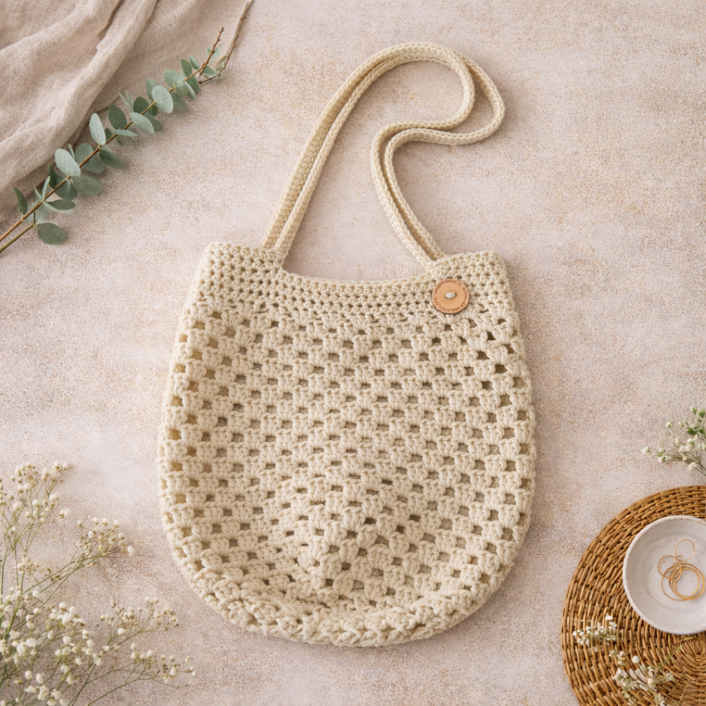 lichtgele schoudertas katoen