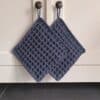 pannenlappen van 100% recycled katoen in jeansblauw