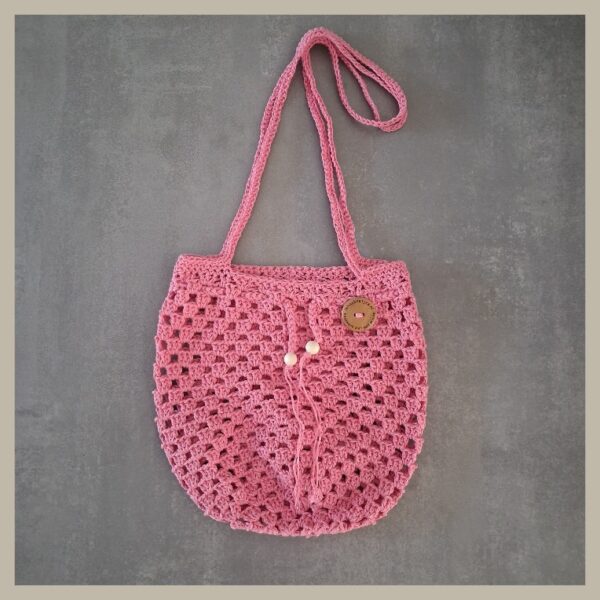 schoudertasje recycled katoen roze