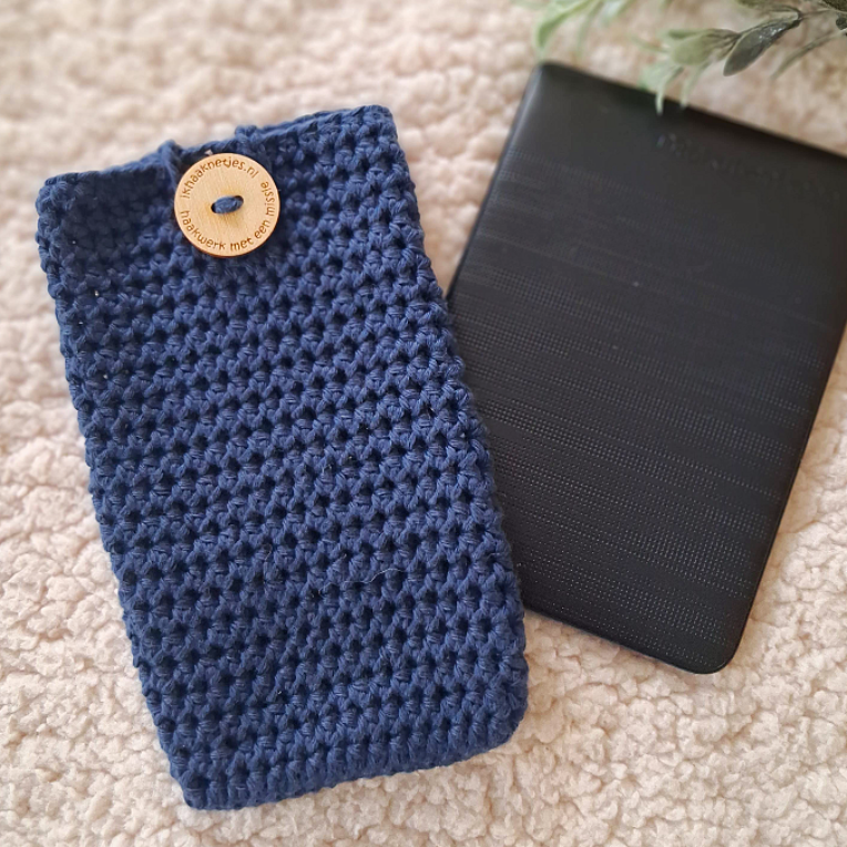 donkerblauwe hoes e reader katoen