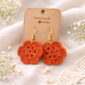 roestbruine oorbellen katoen