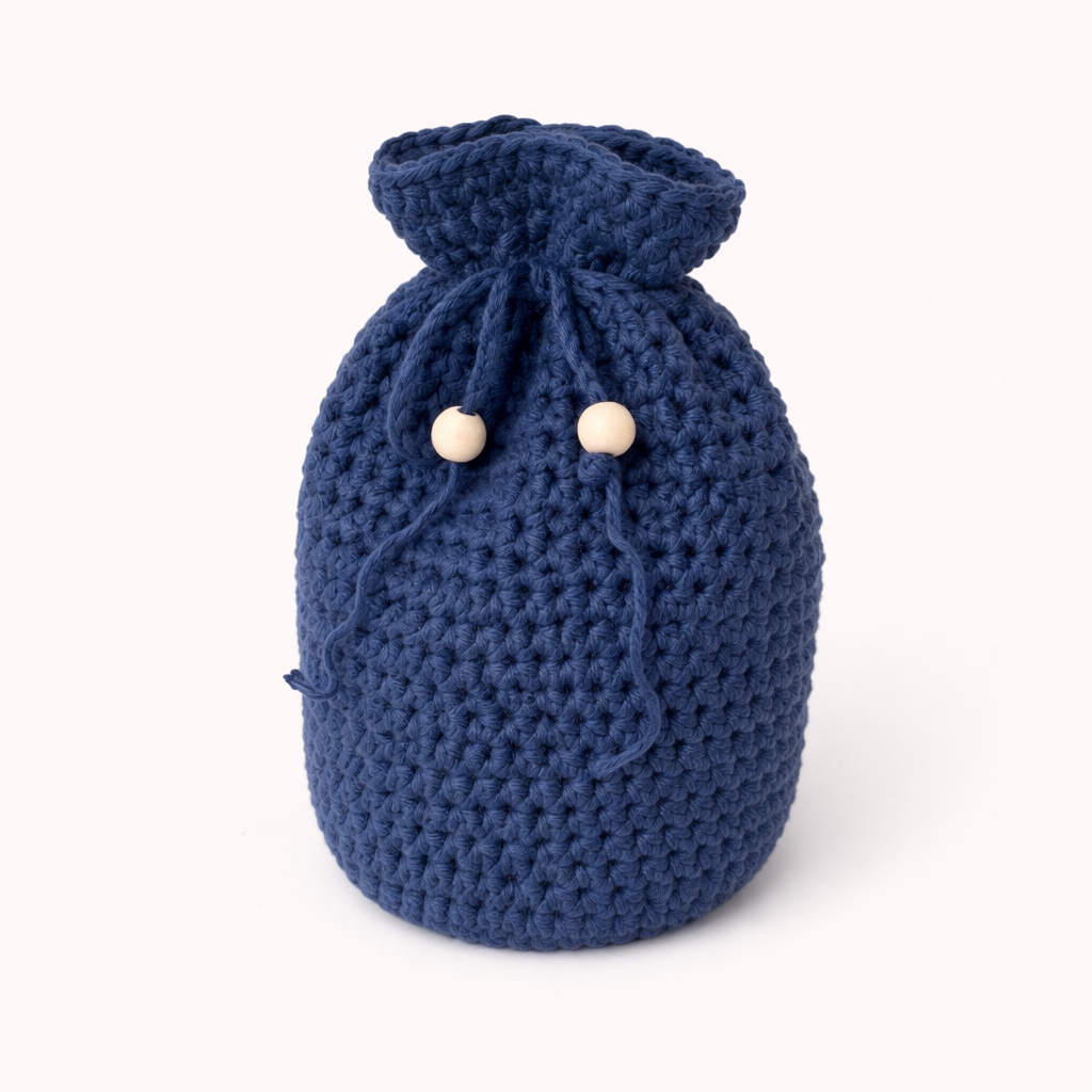 donkerblauw buideltasje van katoen