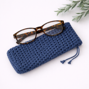 donkerblauwe brillenhoes katoen