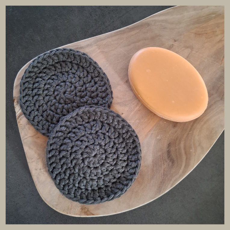 wasbare wattenschijfjes van katoen in antraciet