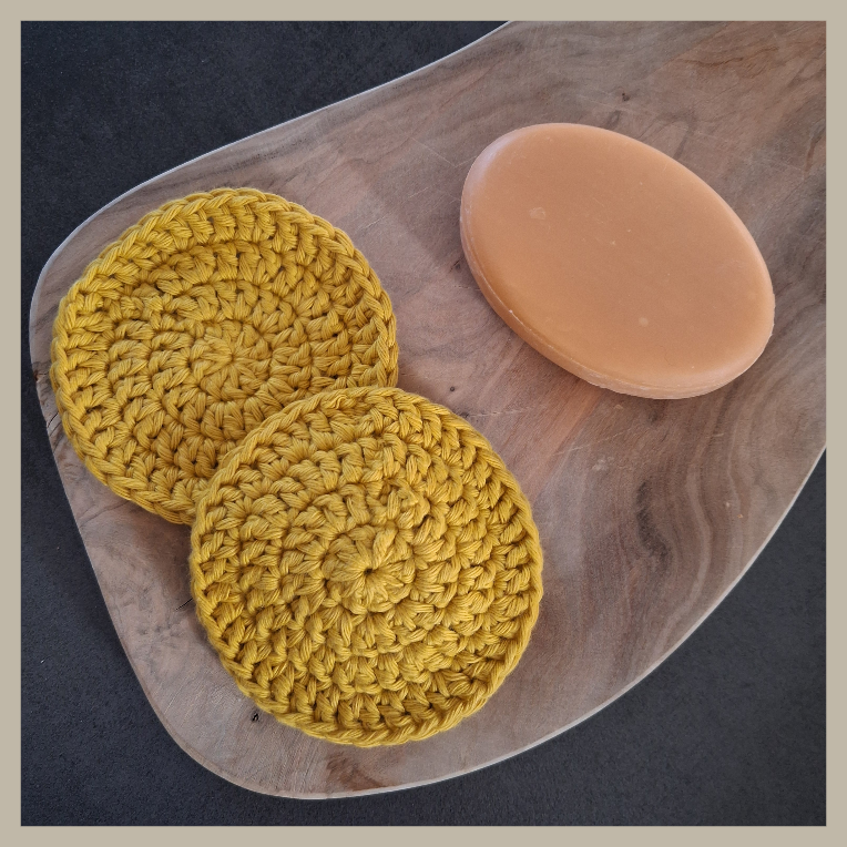 wasbare wattenschijfjes van katoen in okergeel