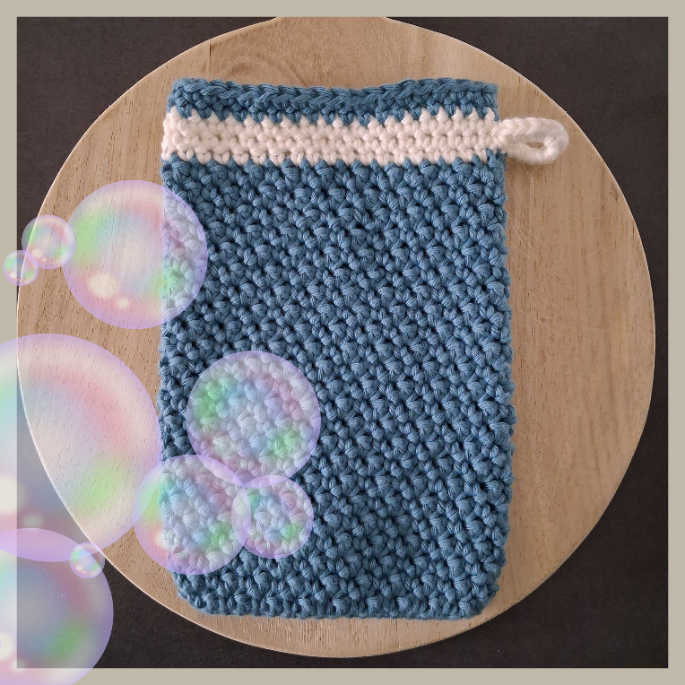 washandje van katoen in staalblauw